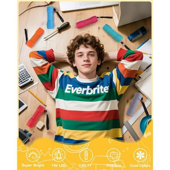 Mini LED Flashlight Set 6 Pack with Batteries Small Camping Emergency Lights - Picture 2 of 7